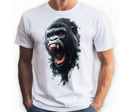 Koszulka Goryl 100% bawełna luźna koszulka, t-shirt biały głowa goryla